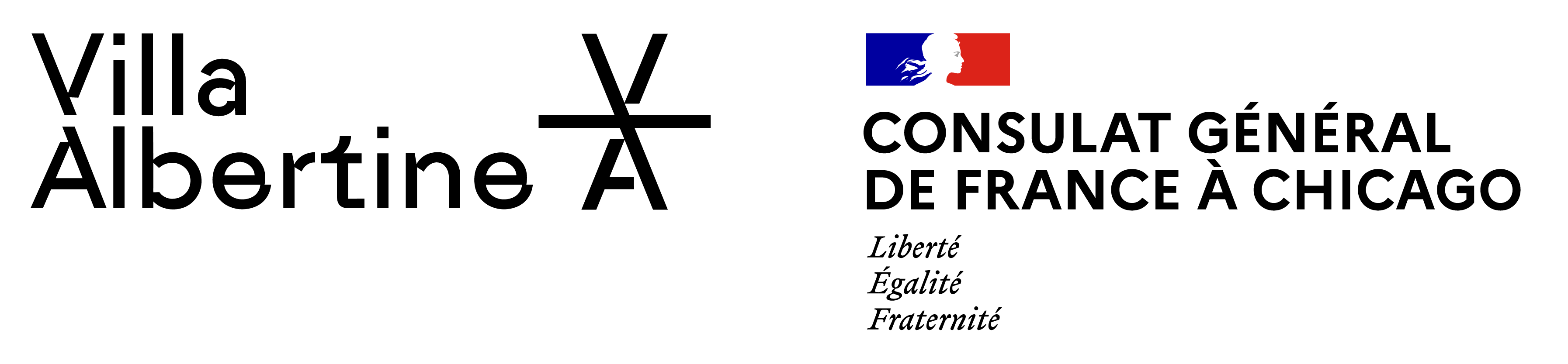 Villa Albertine logo and the Consulat général de France à Chicago logo